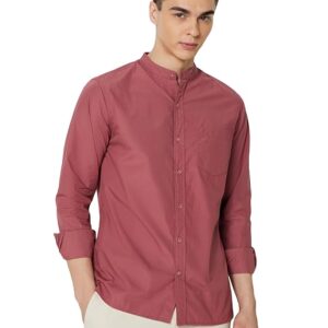 Symbol Premium Men's Mandarin Collar Casual Cotton Poplin Shirt
